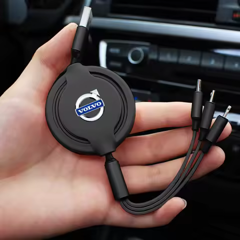 3 In 1 Retractable Cable Fast Charging Data Cord Car Accessories For Volvo XC90 V90 V60 XC60 V40 S80