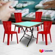 Prosperous All Year Long Foldable Mahjong Table WITH 4 Units of Huat Hoseh Series Mahjong Plastic Chair