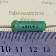 HIJAU 6W10RJ GREEN 10R 6W WIREWOUND RESISTORS 10r 6watt copper feet 10 ohm 6 watt resistor 10 ohm 6 