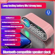 {halfa}  Dektop Digital Clock Bluetooth-compatible Speaker Alarm Clock Bluetooth Speaker Alarm Clock with Voice Control and Usb Charging Portable Digital Clock for Bedroom Desktop