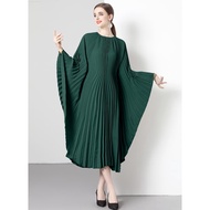 Wrinkled Original Quality Bat Sleeve 5.5m Extra Large Hem Organ Pleated Dress -2023-09-21