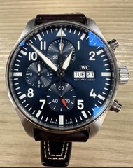 IWC Pilot Chronograph 飛行員計時腕錶 IW378004 43mm藍面 原裝鋼帶 可換Omega Penerai IWC錶