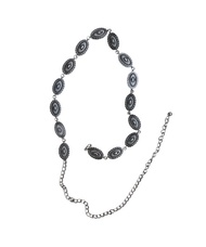 有禮貌穿搭 古著 橢圓 銀幣 美式復古 花卉雕刻 腰鏈