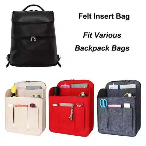 Durable Multi-Pocket Backpack Inner Bag Felt Large Capacity Insert Bag Travel Portable Liner Bag for