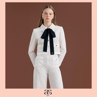 [asv aw24] Elysia Floral Lace Jacket เสื้อผู้หญิง แขนยาว ตกแต่งโบว์ผูกคอ แต่งกระเป๋าคู่หน้าและกระดุม