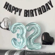 107cm Jelly Crystal Blue Birthday Number Balloon Decoration Scene Decoration Atmosphere Sense Photo 
