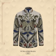 KEMEJA Prada exclusive jumbo batik long sleeve men's shirt, premium silk atbm material, slim fit men