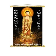 Tranh Liễn Phật Giáo - Phật A Di Đà mẫu đứng chất liệu vải canvas