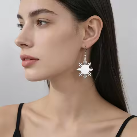 Skyrim Philippine Sun Drop Earrings for Women Stainless Steel Gold Color Dangle Earrings Flag of the