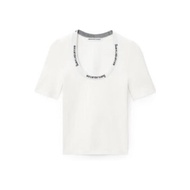 Alexander Wang | เสื้อยืดสตรีลายตัวอักษรยืดหยุ่นสำหรับฤดูใบไม้ผลิและฤดูร้อน