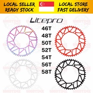 Litepro CNC 46/48T/50/52/54/56T/58T  Narrow Hollow Round Chainring Single Speed 130BCD Gear Teeth Link Chainwheel