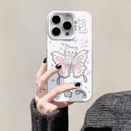 Casing Telefon Kucing Rama-Rama Comel Anti-Jatuh Soft TPU Clear CaseFor Poco M6 M4 M3 Pro M7 C65 C75