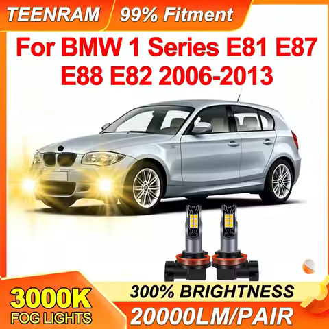 For BMW 1 Series E81 E87 E88 E82 2006-2013 H8 H11 Fog Lamp 20000LM Foglights Driving Lights 3000K Ye