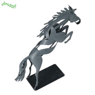 IOLINIDT Running Horse Statue, Iron Abstract Metal Horse Statue, Statues  Grey Desktop Horse Ornamen