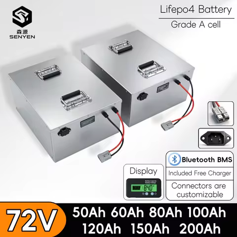 SENYEN-72V 50Ah 60Ah 80Ah 100Ah 120Ah 150Ah 200Ah LifePo4 Lithium Battery, Golf Cart, Electric Vehic