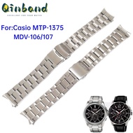 316L Stainlesss Steel for Casio MDV-106 MDV 107 Swordfish Metal Strap for MTP-1374 MTP-1375 Bracelet 22mm with logo Adjustable