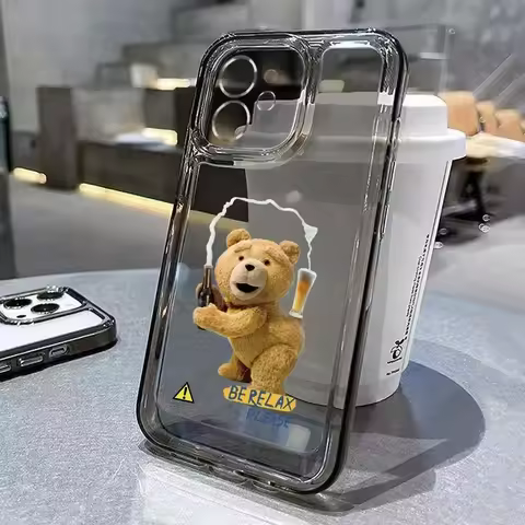 Cartoon Beer Bear Phone Case For iPhone 17 16 15 11 12 14 13 Pro Max Mini SE 7 8 Plus Funny Luxury T