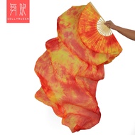 Belly dance silk tie-dye fan belly dance double fan long dance fan color long silk fan silk long fan