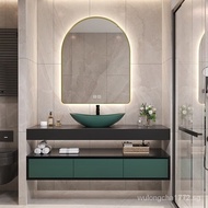 ✅FREE SHIPPING✅Light Luxury Stone Plate Bathroom Cabinet Combination Solid Wood Washbasin Bathroom Cabinet Sink Modern Minimalist Washstand Smart Mirror