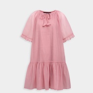 Đầm form rộng phối bèo thắt nơ nữ MARC FASHION CBDN082511