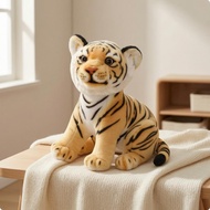 Crouching Tiger Stuffed Doll Embroidered Details Tiger Stuffed Soft Toy Cuddly Cuddly