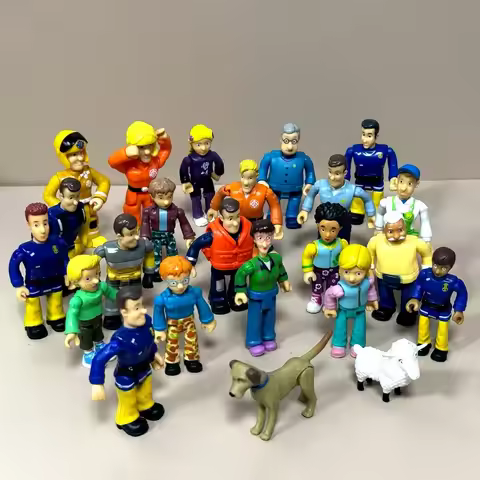 Random Pcik 5/10PCS Fireman Sam Penny Charlie Mike Penny Firefighter Saving Team Figures PVC Articul