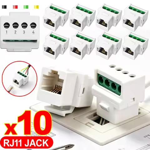 RJ11 Female Jack to 4Pin Screw Connector RJ11 6P4C CAT3 Telephone Keystone Jack with 4Pin Screw Term