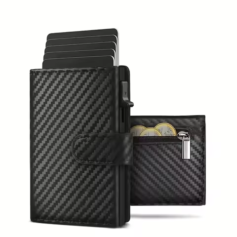 Men's Wallet with Coin Case RFID Protection Slim Wallet Card Wallet Small Credit Cards Credit Card W