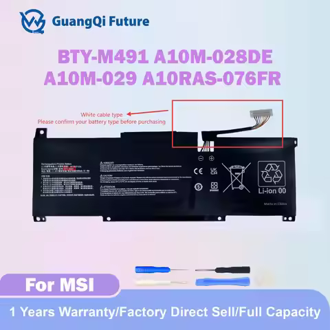 BTY-M491 4600mAH 52.4Wh Laptop Battery for MSI Modern 15 A10M-014 A10RAS-258 A10RB-041TW A10RD A11M 