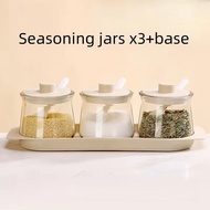 1 Set 300mL Glass Seasoning Jars Set with Spoons for Storing Salt Spices Candies and Scented Tea Hou