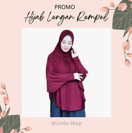 Hijab tangan panjang terbaru (Bisa Cod) jilbab jumbo rempel tengah kain jersey kerudung lengan jumbo