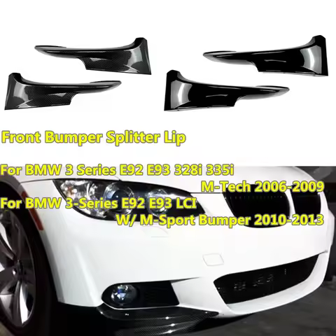 For BMW 3 Series E92 E93 M3 M-Tech 2006-2009 /2010-2013 Pair Front Bumper Lip Splitter Spoiler Bumpe