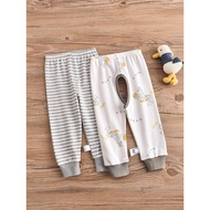 2 Pack Baby Pure Cotton Long Pants Open Crotch Pants Baby Pajama Pants Line Pants Children Underwear