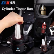 BMW Car Cylinder Tissue Box Portable Holder Cup Leather Tissue Storage Box Tube Auto Interior Accessories for Bmw E36 E46 E30 E90 F10 F30 E39 E60 X1 E84 F48 F25 X3 E83 X5 F15 X7