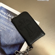 2025 imported Authentic Chrome Hearts Crowes One-to-one Genuine Leather Cross Sword Zipper Card Case