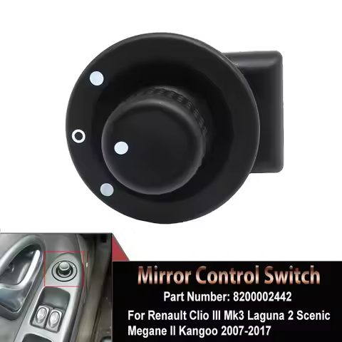For Renault Clio III Mk3 Laguna 2 Scenic Megane II Kangoo 07-17 Power Side View Mirror Switch Knob B