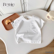 Áo thun tay ngắn đính tag phối túi ngực họa tiết khủng long bé trai size 9 tới 28kg BERNIE T0725A56