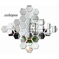 10/11/18/60Pcs Hexagon/Circle mirror wall art/hiasan dinding cermin heksagon &amp; wave, mirror viral