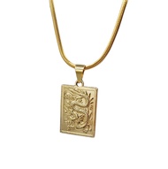 10k Gold Religious Rectangle Dragon Necklace