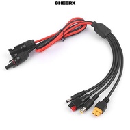 CHEERX  Panel Extension Cable, 4 in 1 1m Length  Wire, Connector MC4 to DC5521 7909 XT60 Female Conn
