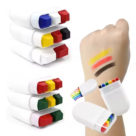 6 Color Body Art Rainbow Face Paint Pride Flag Color Face Paint Fan brush Fun Face Body Painting Sup