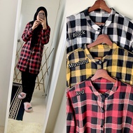 flanel top long top kotak petak cotton muslimah blouse