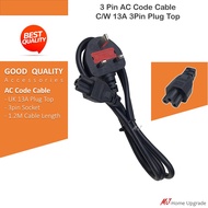3 Pin AC Power Cord With 13A 3 Pin Plug Top