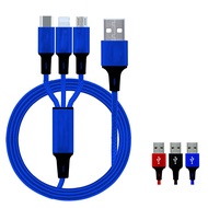 3-in-1 nylon data cable with charging cable for Apple/type-C/Android phone charger, flexible
