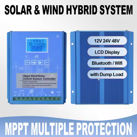 12V 24V 48V Wifi MPPT Hybrid Charge Controller Solar Panel 2000W 7000W 9KW Wind Generator Regulator 