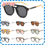 SHOOGEL Pilot Round Sunglasses, Fashion Double Bridge Orange Shades, Vintage Luxury Punk 70s Glasses