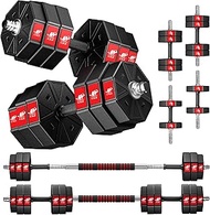 LEADNOVO Weights Dumbbell Barbell Set, 66Lbs/30KG 3 in 1 Adjustable Weights Dumbbells Set, Home Fitn