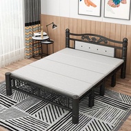 Foldable Bed Single Metal Bed Frame Single Folding Bed T Delivery To SG hickened Reinforced Iron Household Single Double Noon Break Bed Small Apartment 单人床