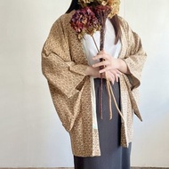 日本製和風印花卡其色古著羽織和服外套