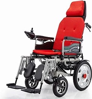 Lightweight for home use Heavy Duty Electric Wheelchair for Elderly with Headrest Foldable Folding And Lightweight Portable Powerchair Electric Power Or Manual Manipulation Red